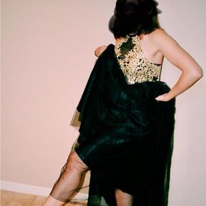 Elegant Black and Gold Women's formal Dress